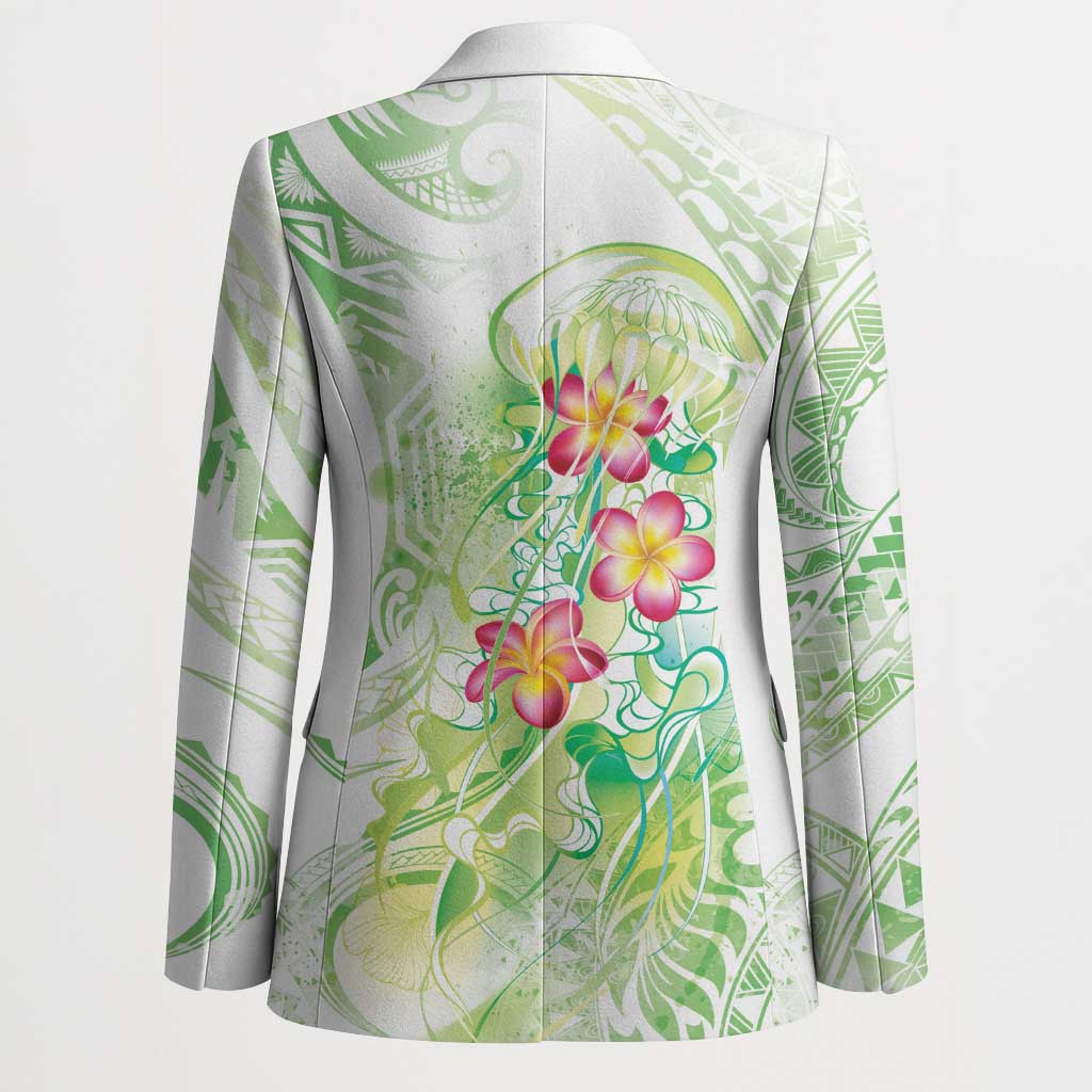 Summer Green Polynesian Jellyfish Blazer Watercolor Glows LT7 - Polynesian Pride