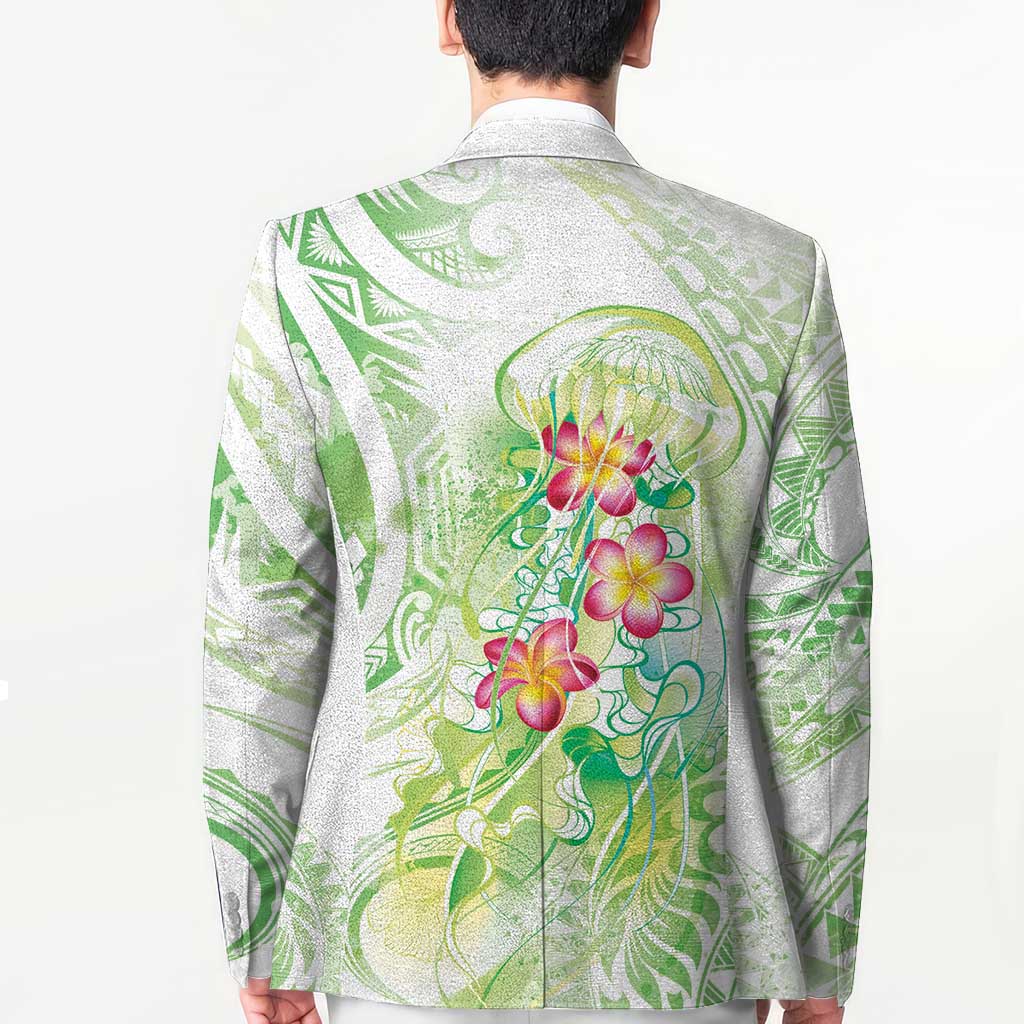 Summer Green Polynesian Jellyfish Blazer Watercolor Glows LT7 - Polynesian Pride