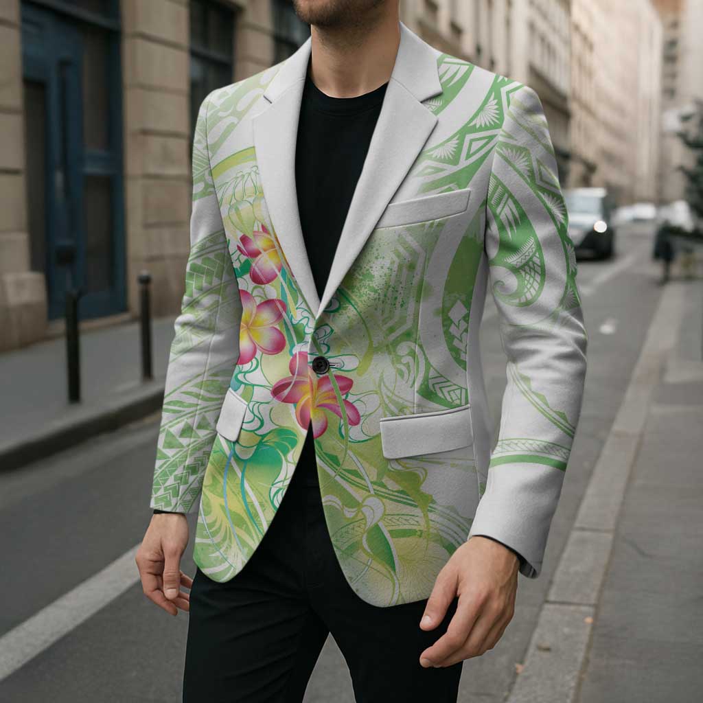 Summer Green Polynesian Jellyfish Blazer Watercolor Glows LT7 - Polynesian Pride