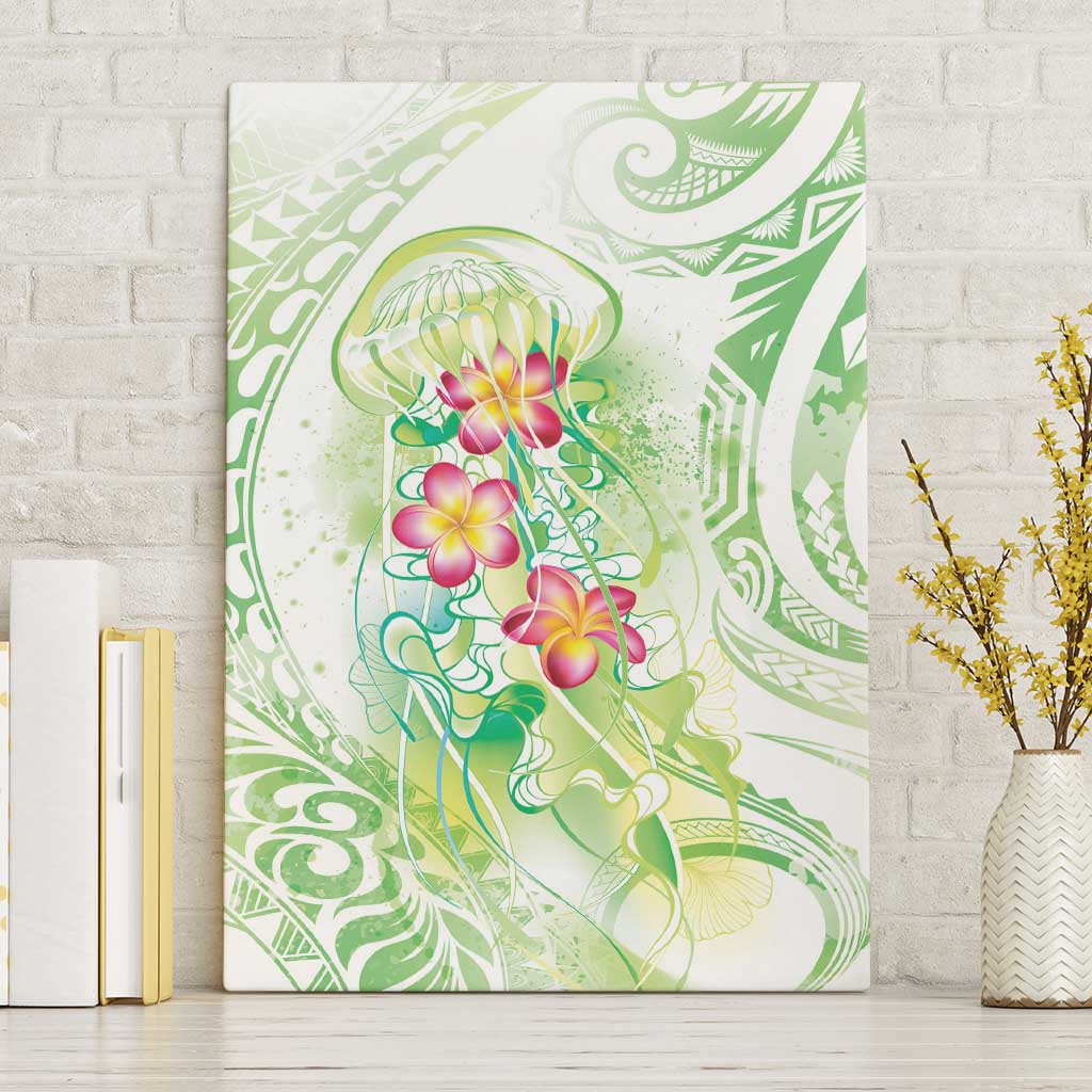 Summer Green Polynesian Jellyfish Canvas Wall Art Watercolor Glows LT7 Without Frame Light Green - Polynesian Pride