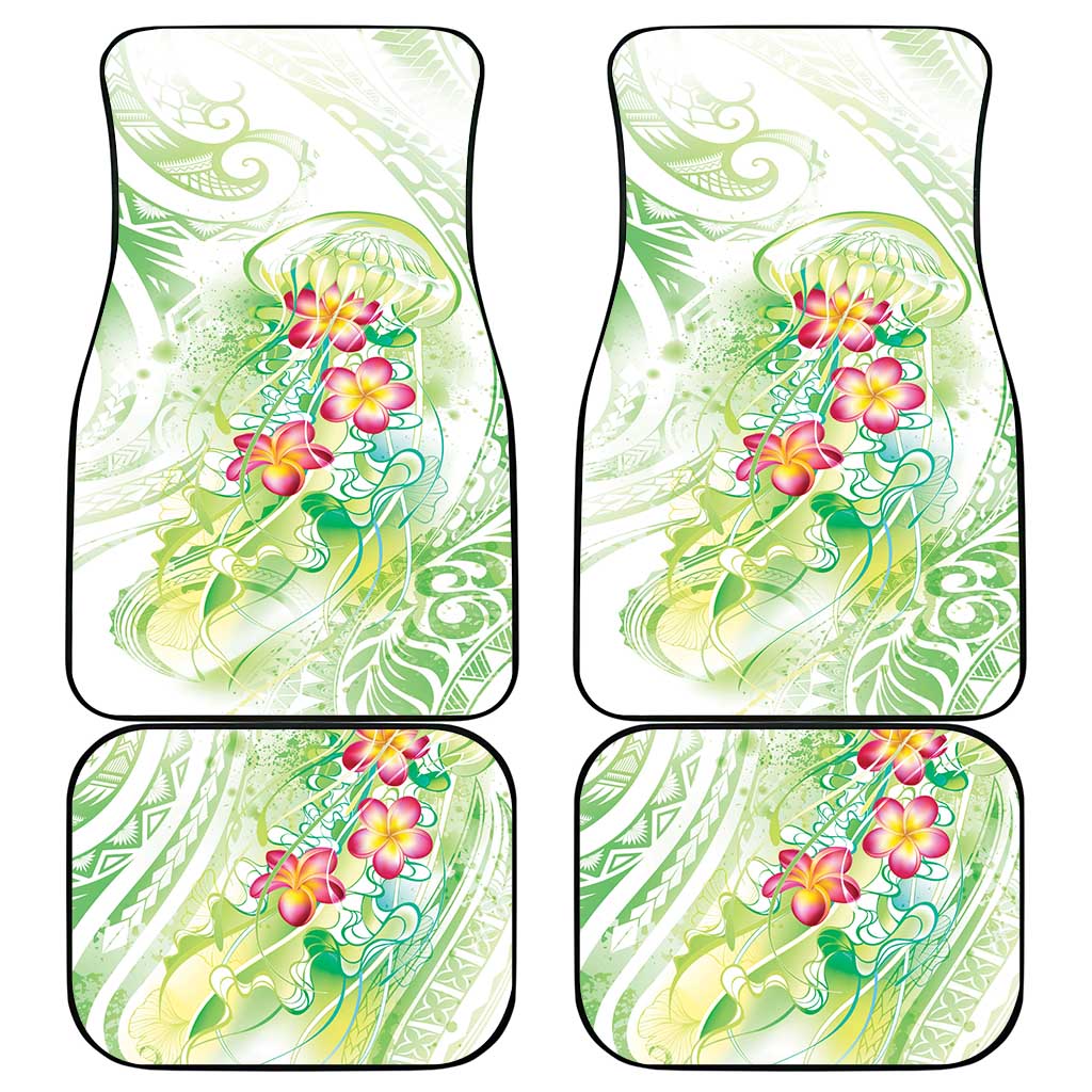 Summer Green Polynesian Jellyfish Car Mats Watercolor Glows LT7 - Polynesian Pride