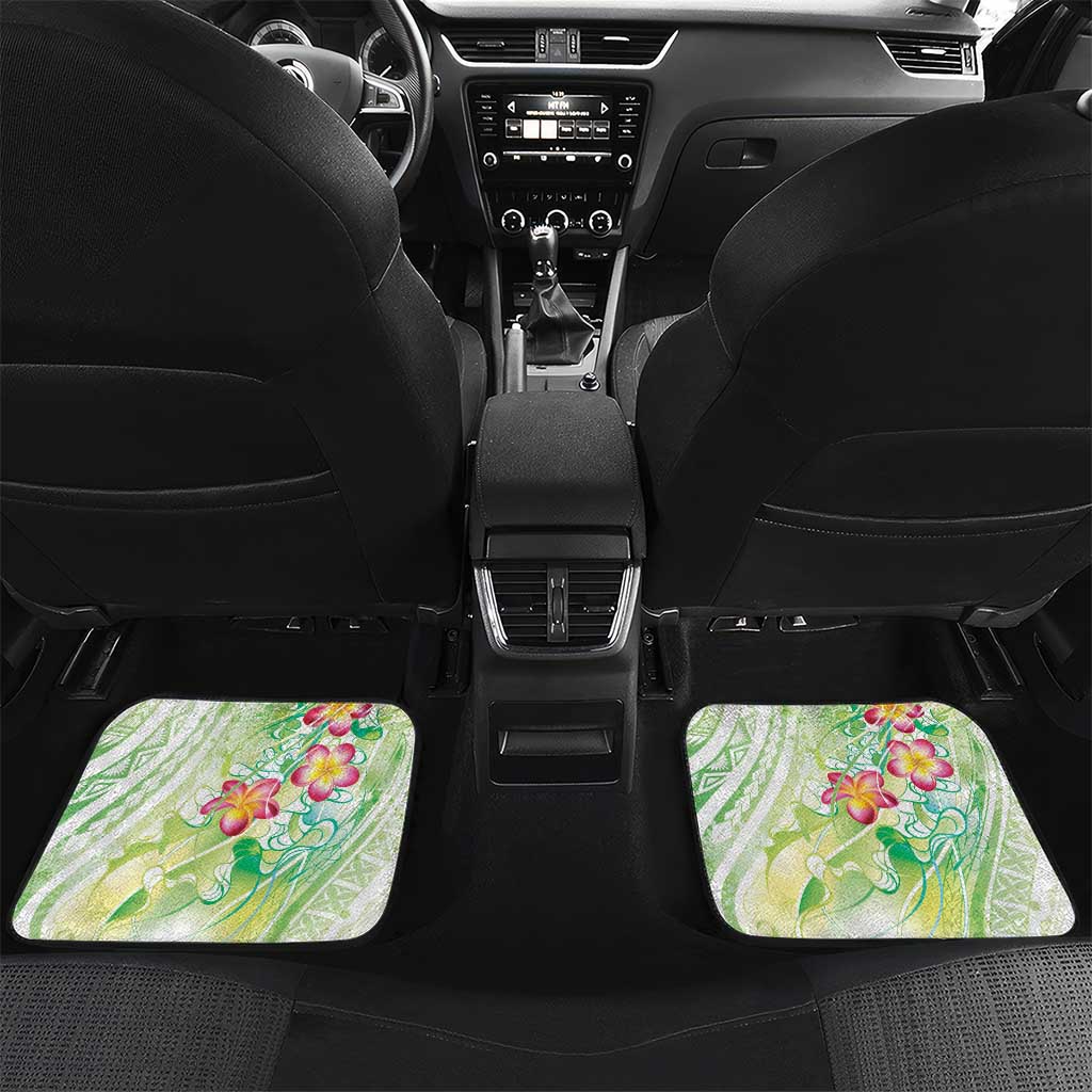 Summer Green Polynesian Jellyfish Car Mats Watercolor Glows LT7 Set 2pcs - Back Light Green - Polynesian Pride