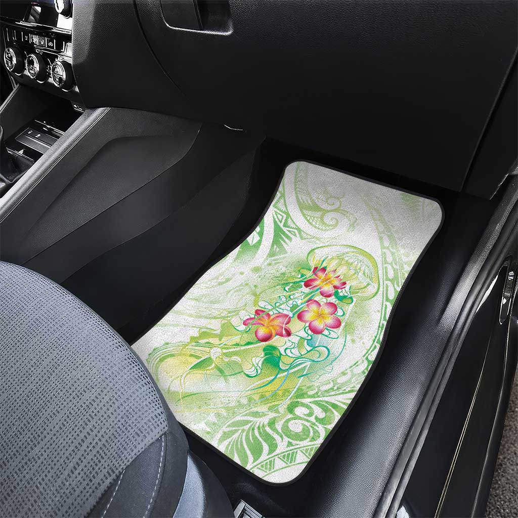Summer Green Polynesian Jellyfish Car Mats Watercolor Glows LT7 - Polynesian Pride