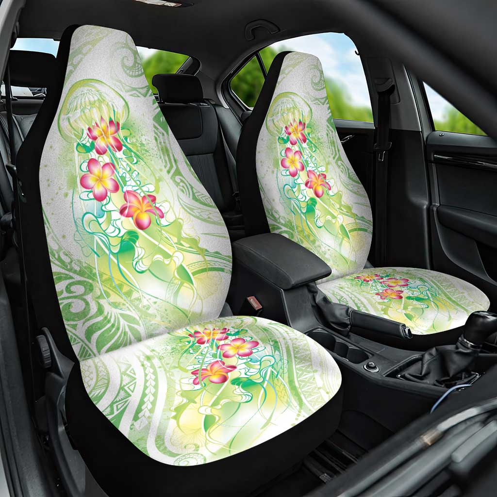 Summer Green Polynesian Jellyfish Car Seat Cover Watercolor Glows - Polynesian Pride