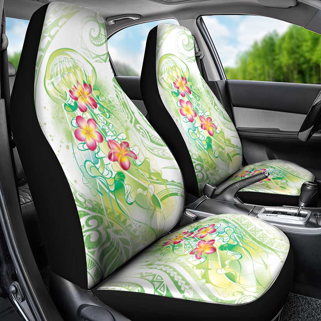 Summer Green Polynesian Jellyfish Car Seat Cover Watercolor Glows - Polynesian Pride