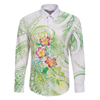 Summer Green Polynesian Jellyfish Family Matching Short Sleeve Bodycon Dress and Hawaiian Shirt Watercolor Glows - Polynesian Pride
