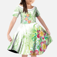 Summer Green Polynesian Jellyfish Family Matching Summer Maxi Dress and Hawaiian Shirt Watercolor Glows - Polynesian Pride