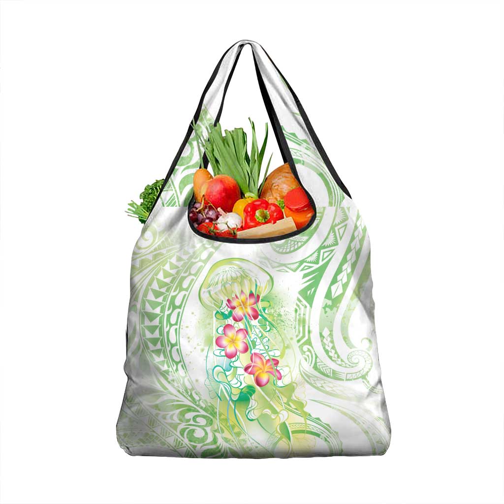 Summer Green Polynesian Jellyfish Grocery Bag Watercolor Glows LT7 1-pack One Size Light Green - Polynesian Pride