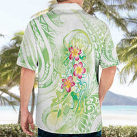 Summer Green Polynesian Jellyfish Hawaiian Shirt Watercolor Glows - Polynesian Pride