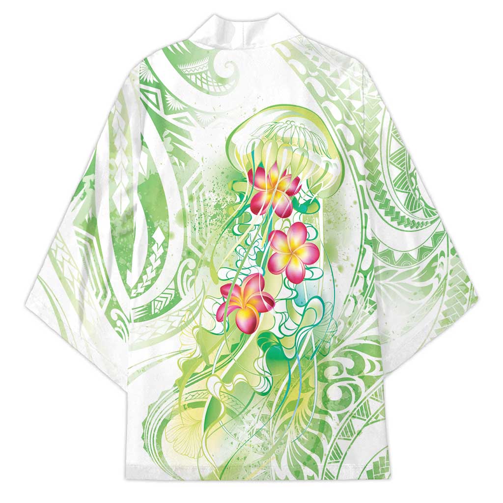 Summer Green Polynesian Jellyfish Kimono Watercolor Glows - Polynesian Pride