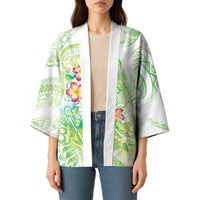 Summer Green Polynesian Jellyfish Kimono Watercolor Glows - Polynesian Pride