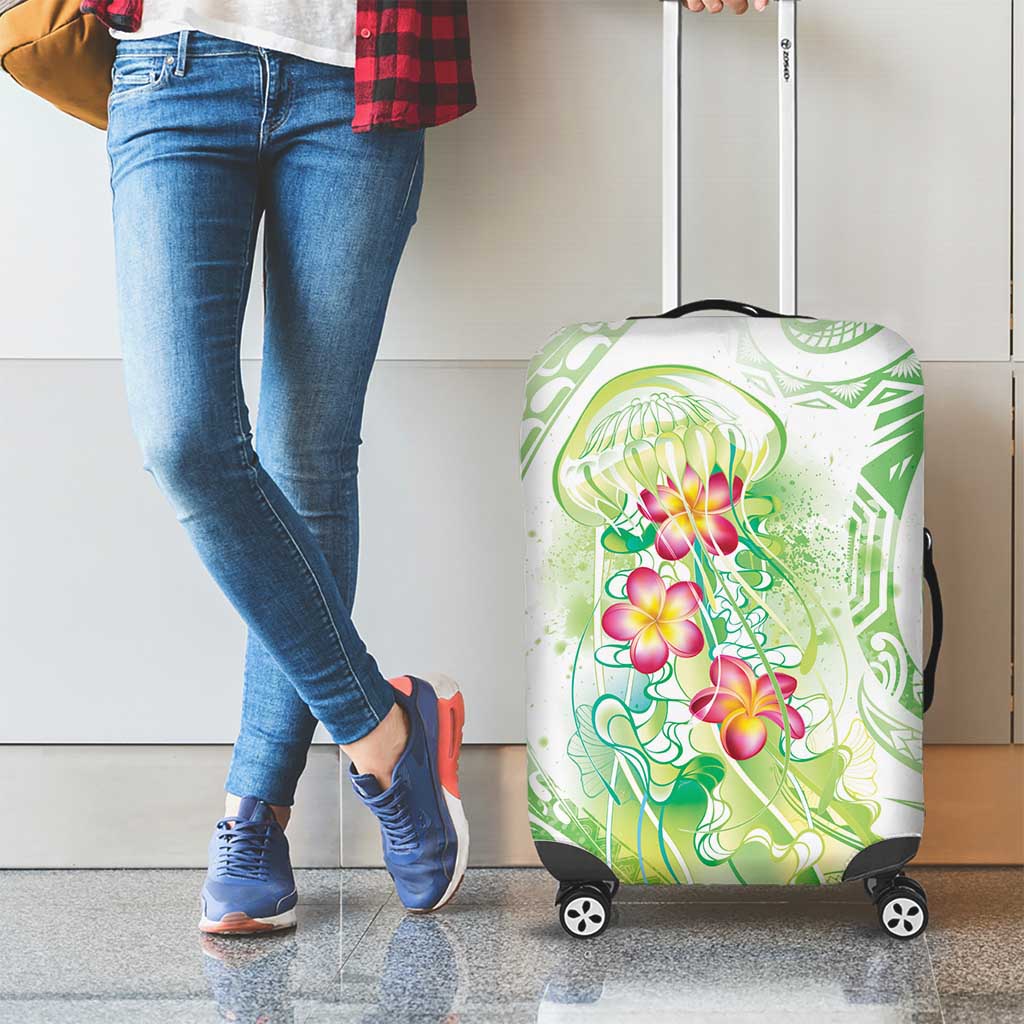 Summer Green Polynesian Jellyfish Luggage Cover Watercolor Glows - Polynesian Pride