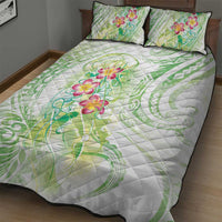 Summer Green Polynesian Jellyfish Quilt Bed Set Watercolor Glows - Polynesian Pride