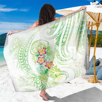 Summer Green Polynesian Jellyfish Sarong Watercolor Glows LT7 One Size 44 x 66 inches Light Green - Polynesian Pride