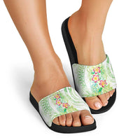 Summer Green Polynesian Jellyfish Slide Sandals Watercolor Glows LT7 - Polynesian Pride