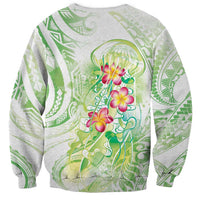 Summer Green Polynesian Jellyfish Sweatshirt Watercolor Glows LT7 - Polynesian Pride