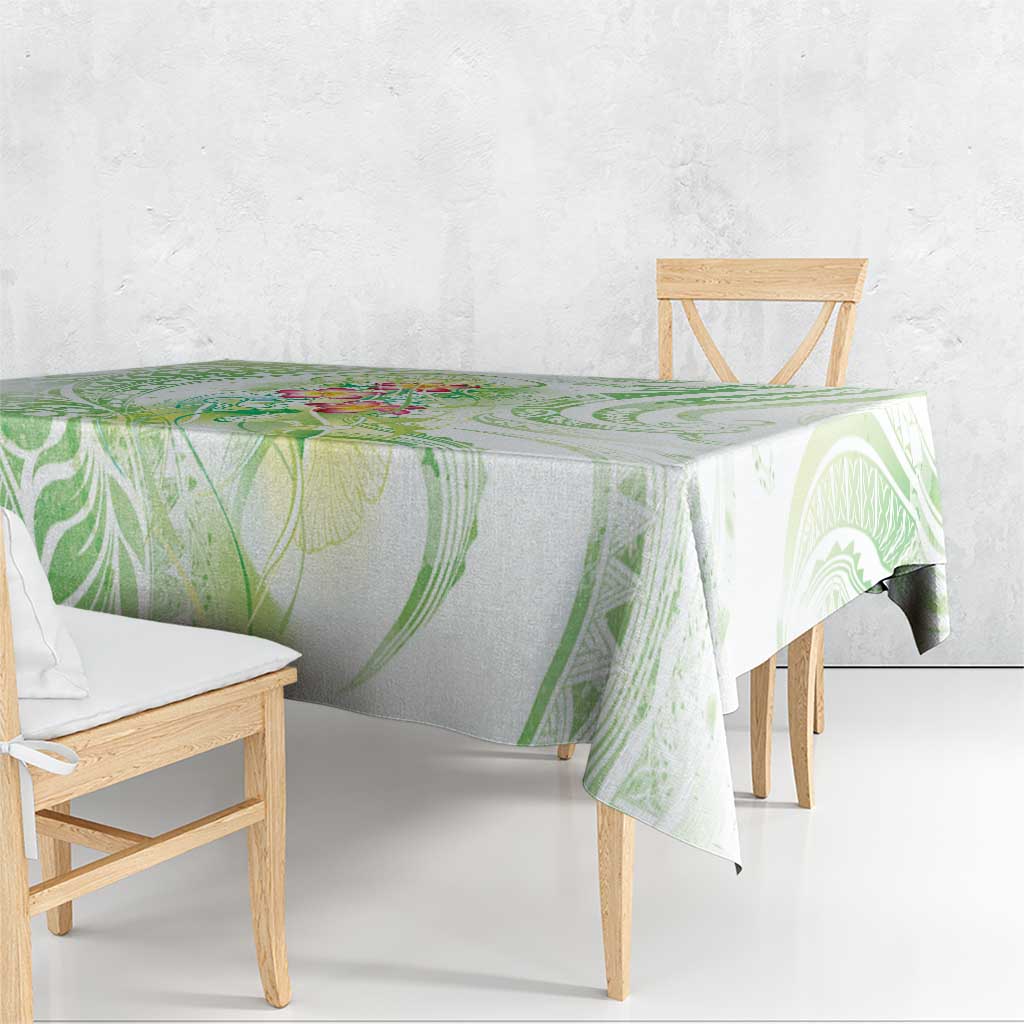 Summer Green Polynesian Jellyfish Tablecloth Watercolor Glows - Polynesian Pride