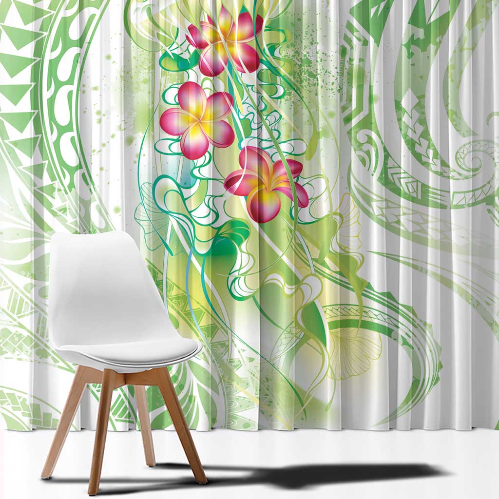 Summer Green Polynesian Jellyfish Window Curtain Watercolor Glows LT7 - Polynesian Pride