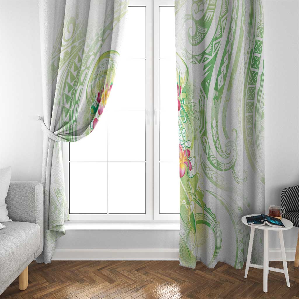 Summer Green Polynesian Jellyfish Window Curtain Watercolor Glows LT7 - Polynesian Pride