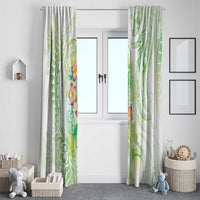 Summer Green Polynesian Jellyfish Window Curtain Watercolor Glows LT7 - Polynesian Pride