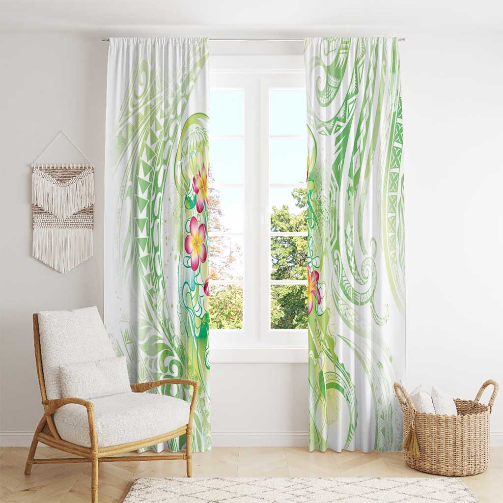 Summer Green Polynesian Jellyfish Window Curtain Watercolor Glows LT7 - Polynesian Pride