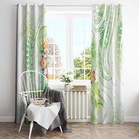 Summer Green Polynesian Jellyfish Window Curtain Watercolor Glows LT7 - Polynesian Pride