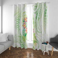 Summer Green Polynesian Jellyfish Window Curtain Watercolor Glows LT7 With Grommets Light Green - Polynesian Pride