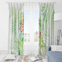 Summer Green Polynesian Jellyfish Window Curtain Watercolor Glows LT7 - Polynesian Pride