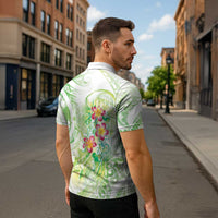 Summer Green Polynesian Jellyfish Zipper Polo Shirt Watercolor Glows LT7 - Polynesian Pride
