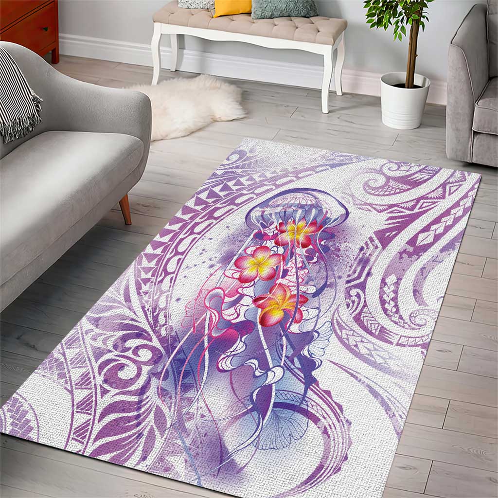 Lavender Polynesian Jellyfish Area Rug Watercolor Glows LT7 - Polynesian Pride