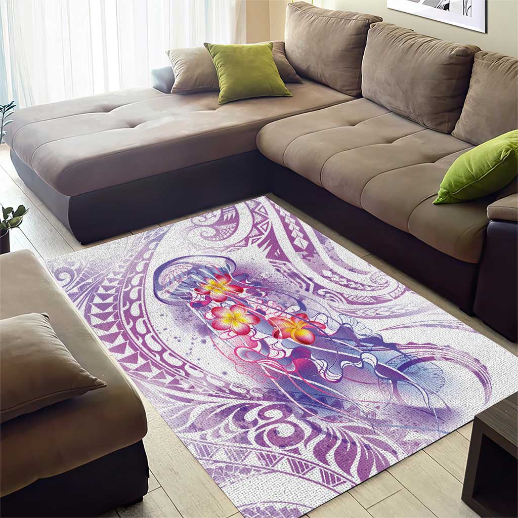 Lavender Polynesian Jellyfish Area Rug Watercolor Glows LT7 - Polynesian Pride