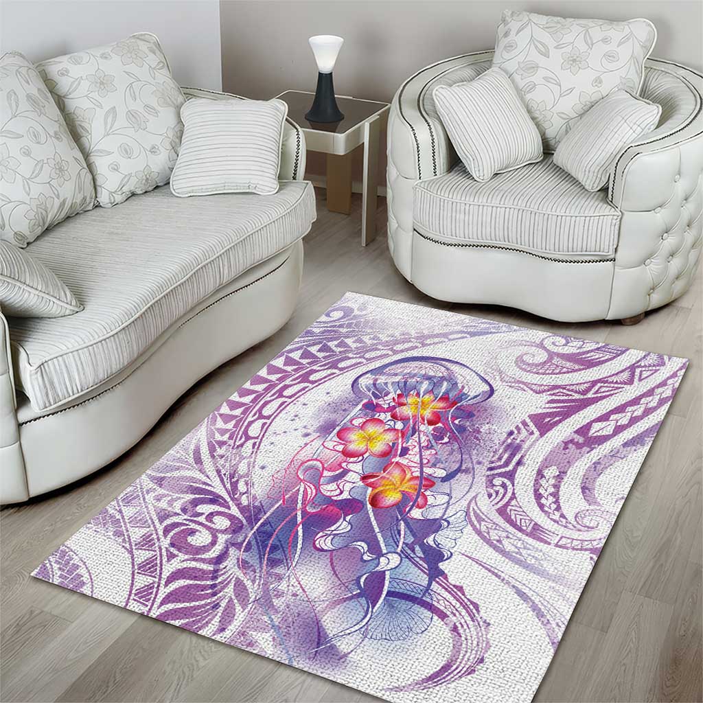 Lavender Polynesian Jellyfish Area Rug Watercolor Glows LT7 - Polynesian Pride