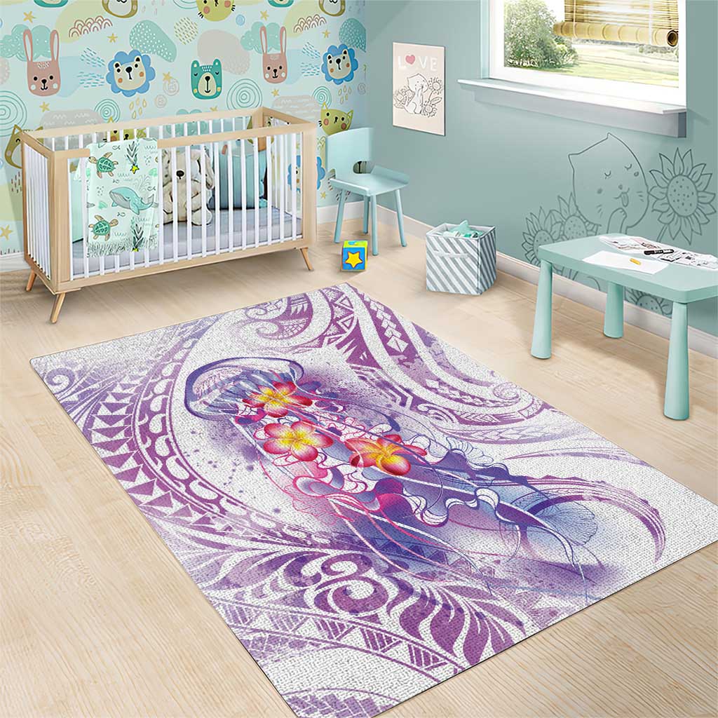 Lavender Polynesian Jellyfish Area Rug Watercolor Glows LT7 - Polynesian Pride