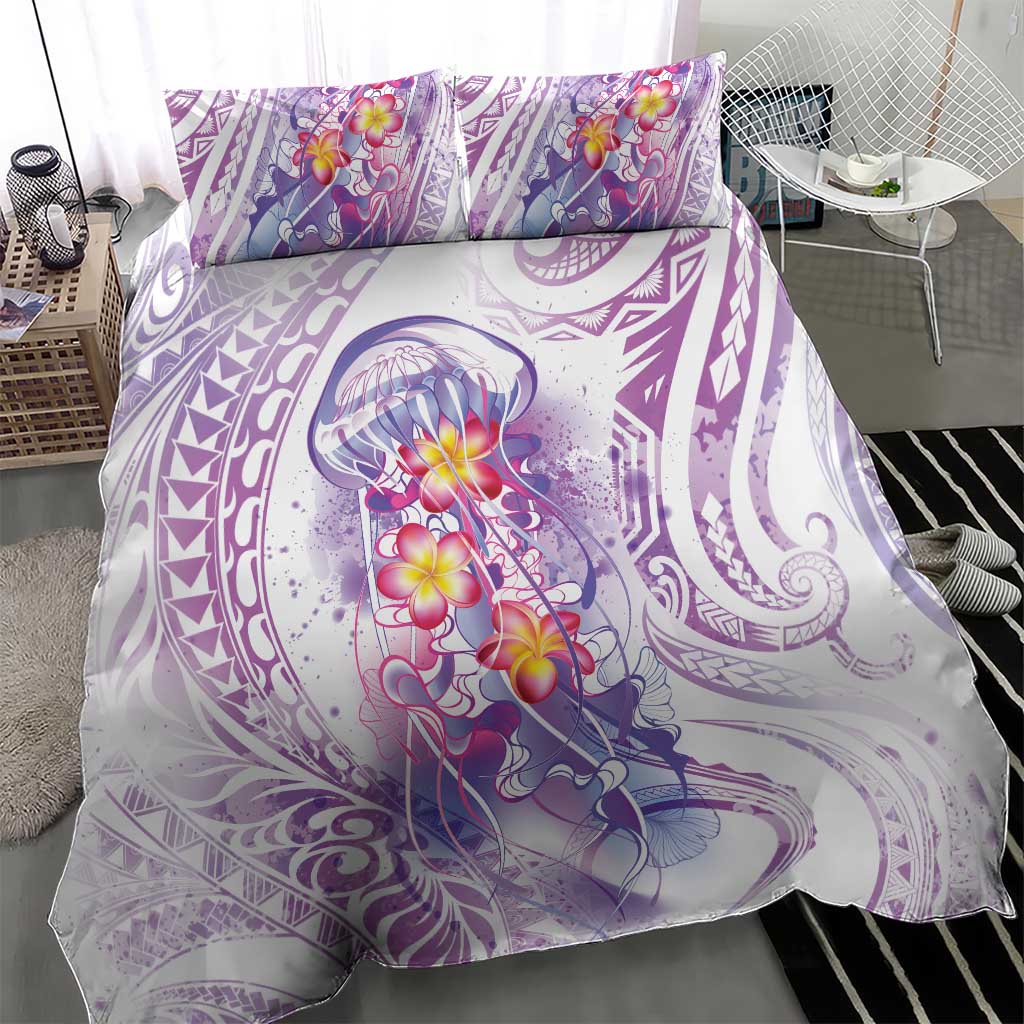 Lavender Polynesian Jellyfish Bedding Set Watercolor Glows - Polynesian Pride