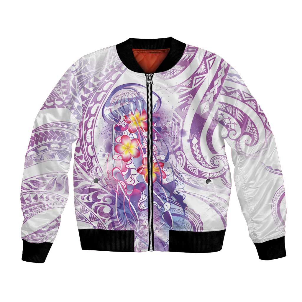 Lavender Polynesian Jellyfish Bomber Jacket Watercolor Glows LT7 Unisex Lavender - Polynesian Pride