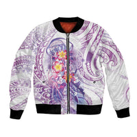 Lavender Polynesian Jellyfish Bomber Jacket Watercolor Glows LT7 Unisex Lavender - Polynesian Pride