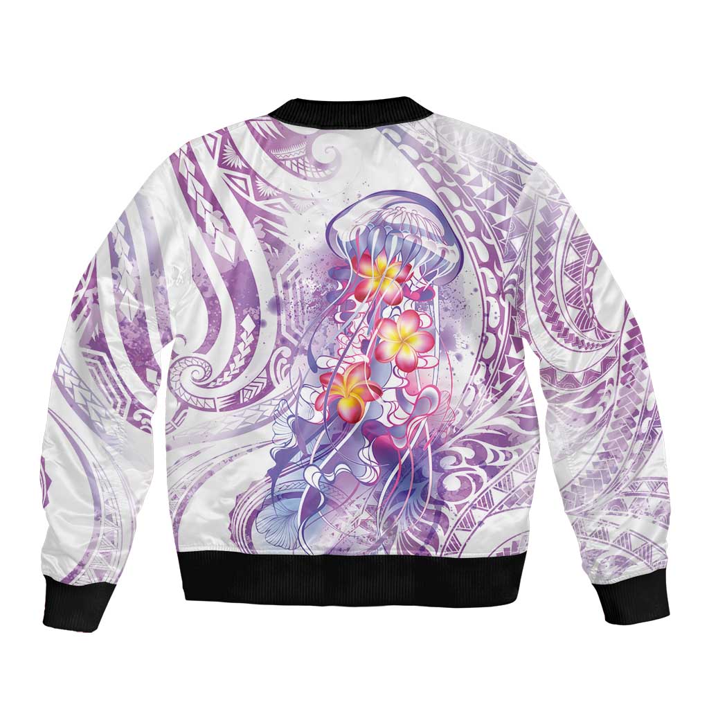 Lavender Polynesian Jellyfish Bomber Jacket Watercolor Glows LT7 - Polynesian Pride