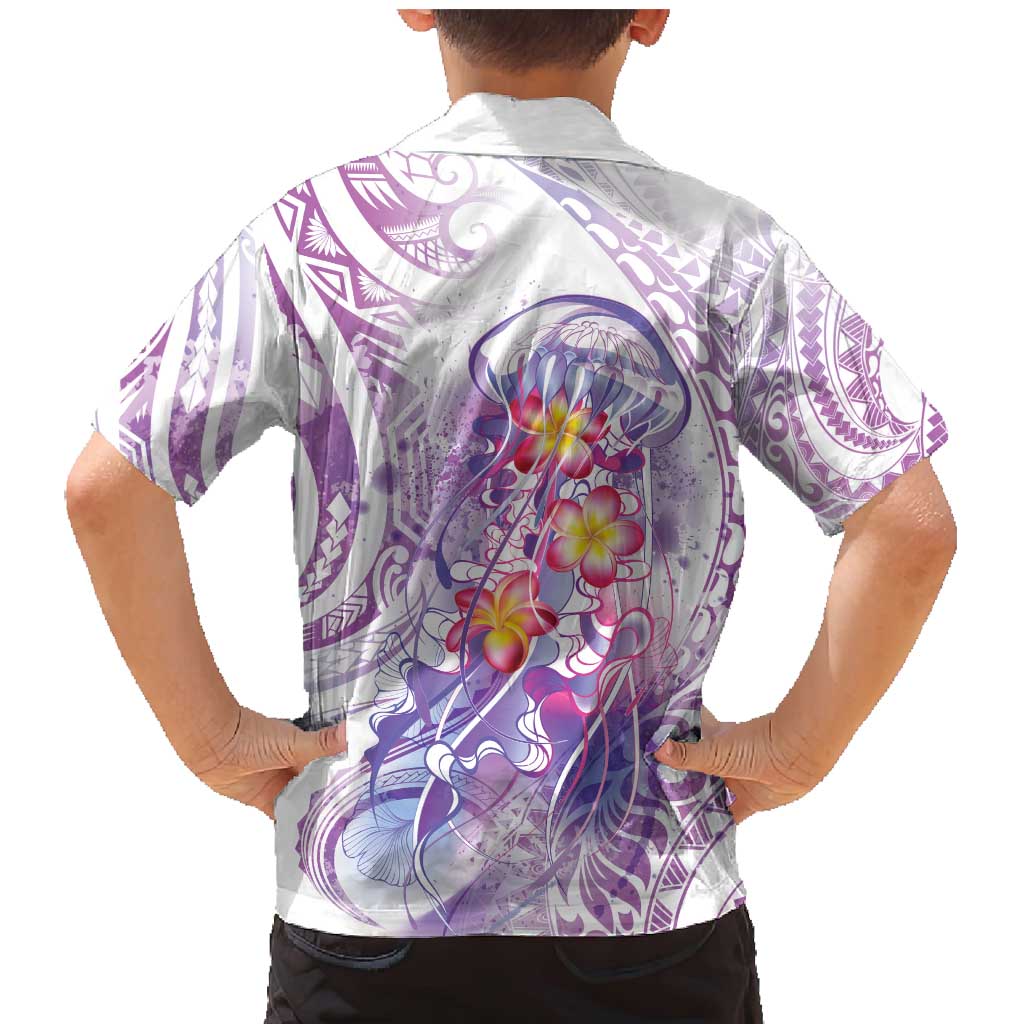 Lavender Polynesian Jellyfish Family Matching Mermaid Dress and Hawaiian Shirt Watercolor Glows - Polynesian Pride