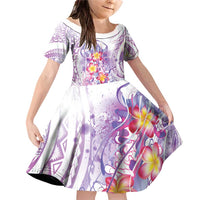 Lavender Polynesian Jellyfish Family Matching Off Shoulder Short Dress and Hawaiian Shirt Watercolor Glows - Polynesian Pride