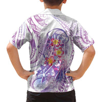 Lavender Polynesian Jellyfish Family Matching Puletasi and Hawaiian Shirt Watercolor Glows LT7 - Polynesian Pride