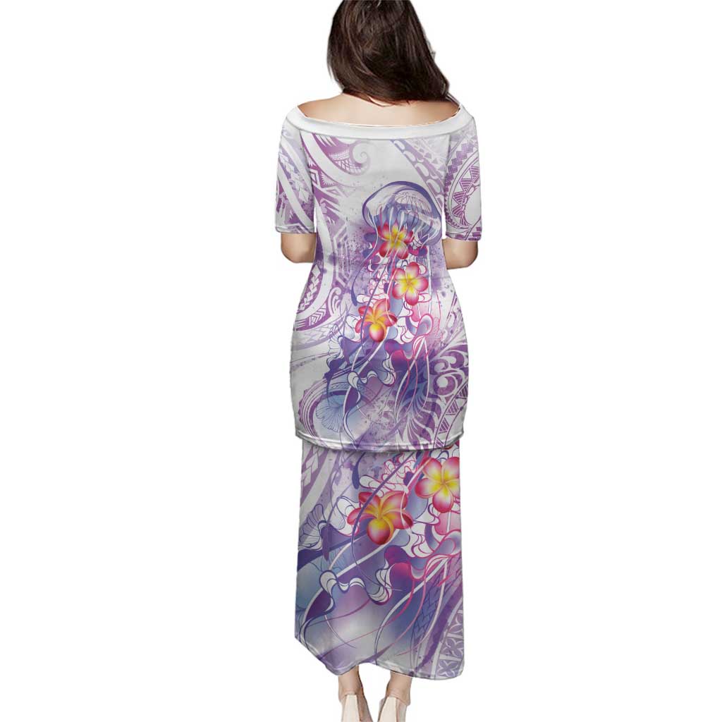 Lavender Polynesian Jellyfish Family Matching Puletasi and Hawaiian Shirt Watercolor Glows LT7 - Polynesian Pride