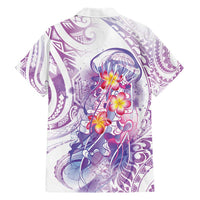 Lavender Polynesian Jellyfish Family Matching Short Sleeve Bodycon Dress and Hawaiian Shirt Watercolor Glows - Polynesian Pride