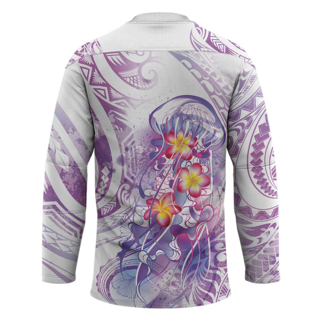 Lavender Polynesian Jellyfish Hockey Jersey Watercolor Glows - Polynesian Pride