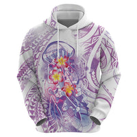 Lavender Polynesian Jellyfish Hoodie Watercolor Glows - Polynesian Pride