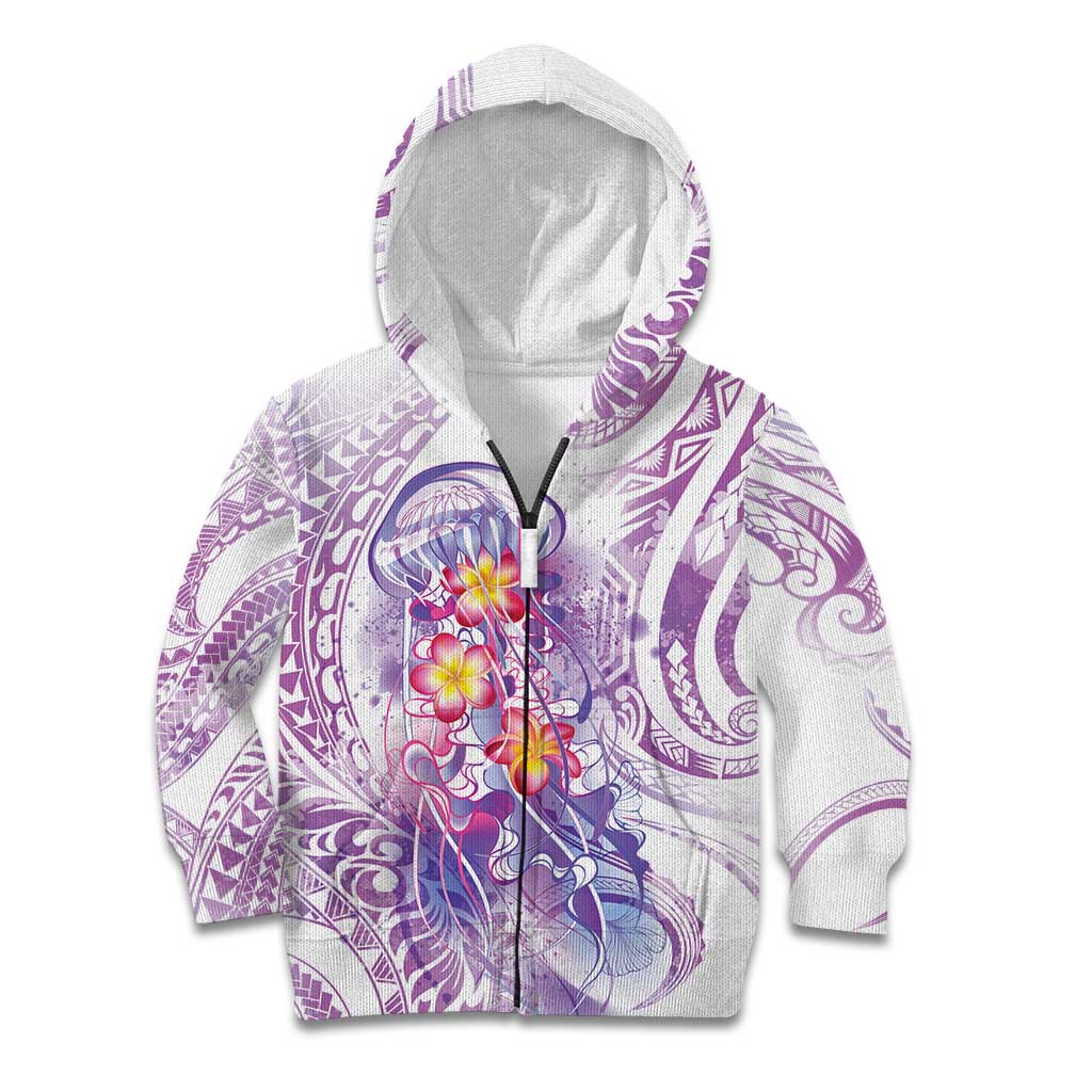Lavender Polynesian Jellyfish Kid Hoodie Watercolor Glows - Polynesian Pride