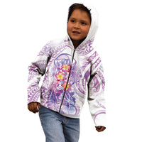 Lavender Polynesian Jellyfish Kid Hoodie Watercolor Glows - Polynesian Pride