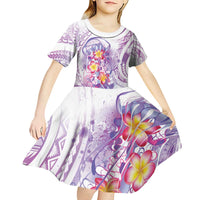Lavender Polynesian Jellyfish Kid Short Sleeve Dress Watercolor Glows - Polynesian Pride