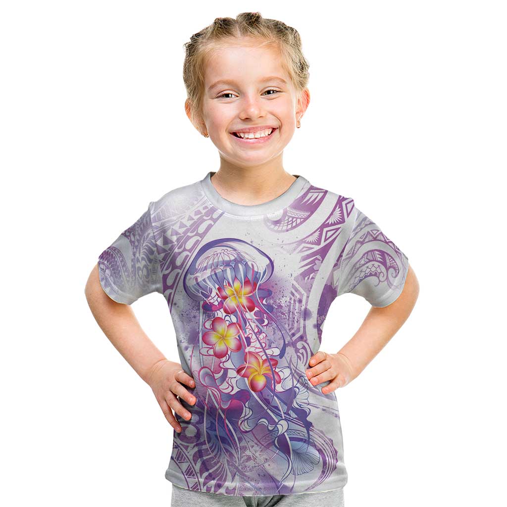 Lavender Polynesian Jellyfish Kid T Shirt Watercolor Glows - Polynesian Pride