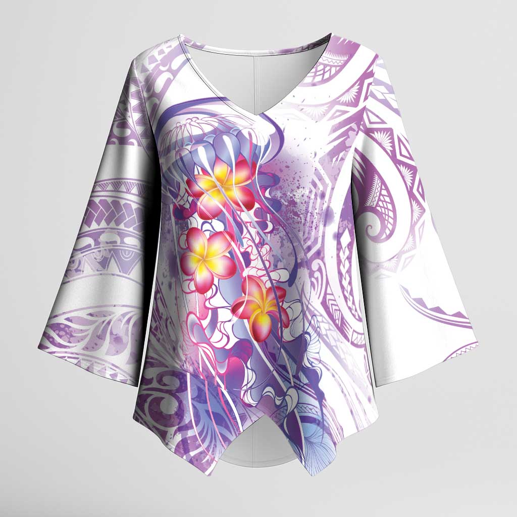 Lavender Polynesian Jellyfish Kimono Sleeve Blouse Watercolor Glows - Polynesian Pride