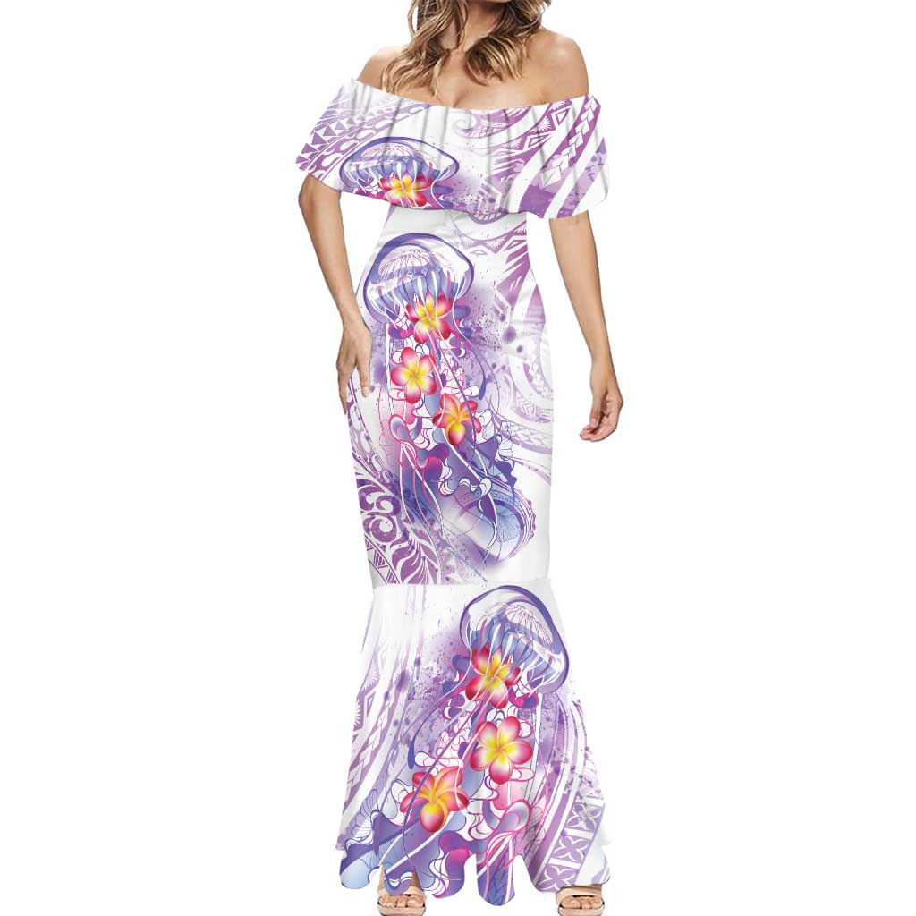 Lavender Polynesian Jellyfish Mermaid Dress Watercolor Glows - Polynesian Pride